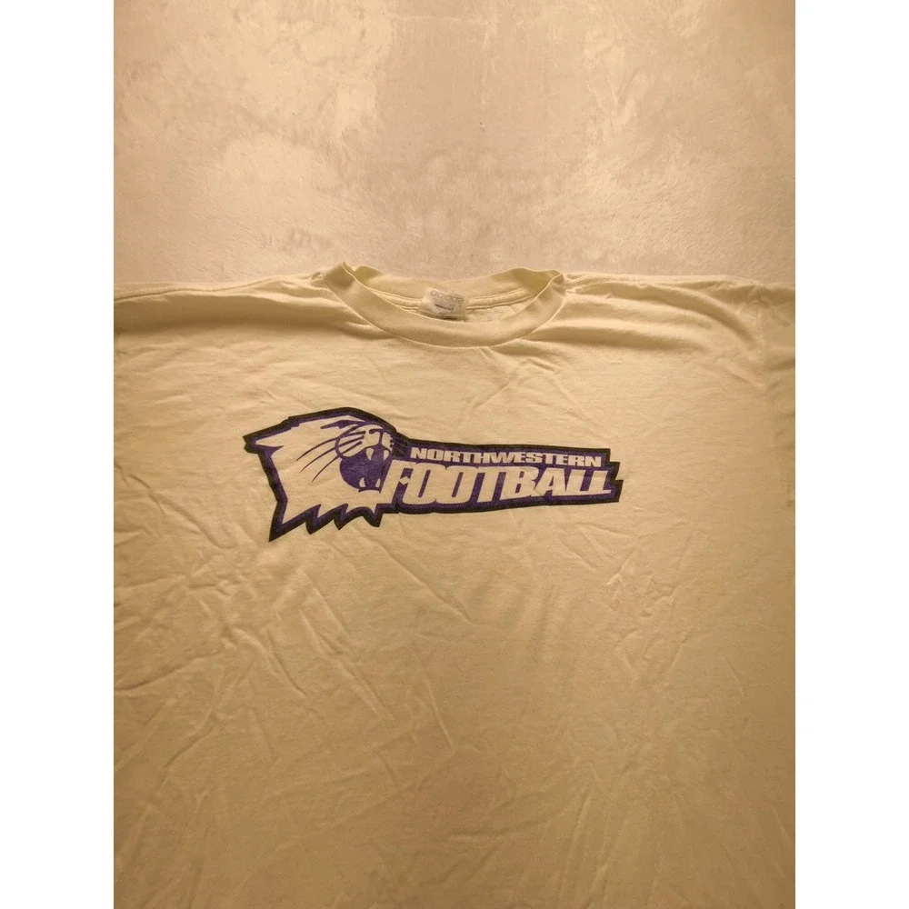 Vintage Adidas Northwestern Football T-Shirt Men's XL White‎ Wildcats NCAA 90s